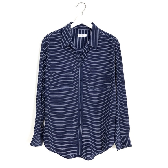 ❌SOLD❌ Equipment Signature Silk Stripe Button Down - Picture 2 of 7